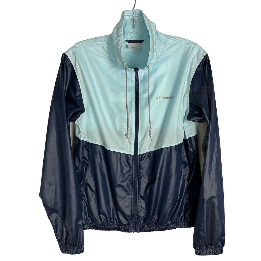 Columbia Jacket Womens XS Blue Colorblock Center‎ Ridge Windbreaker Full Zip